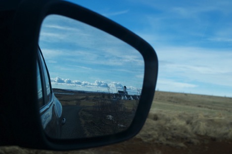 Skaholt in the wing mirror